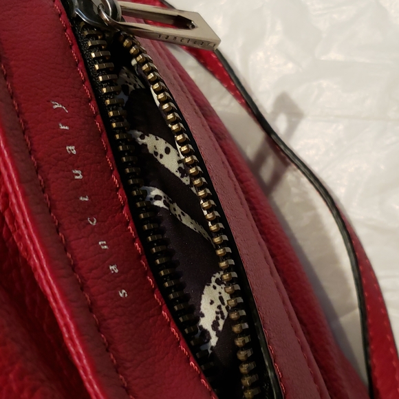 Sanctuary HERO New Leather Crossbody X-body Shoulder Handbag RED/Beet ๐HP๐ - Picture 12 of 13